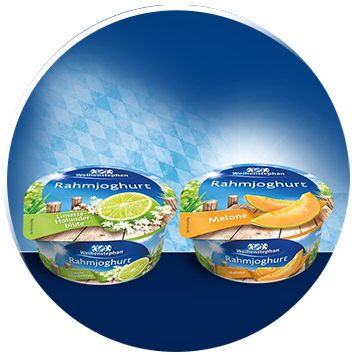 Abbildung Rahmjoghurt Saisonsorten Melone und Limette-Holunderblüte