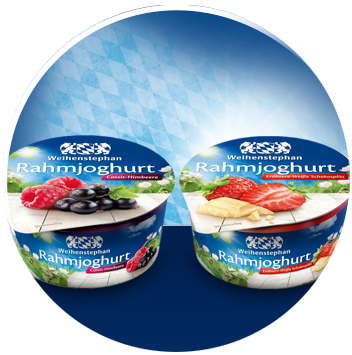 Abbildung Rahmjoghurt Cassis-Himbeere und Erdbeere-Weiße Schokosplits