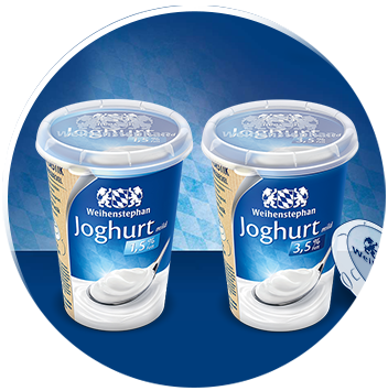 Joghurts der Molkerei Weihenstephan mit wiederverwendbarem Deckel