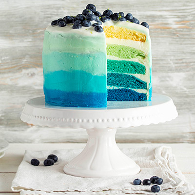 Blauer Ombré-Cake mit Heidelbeer-Topping